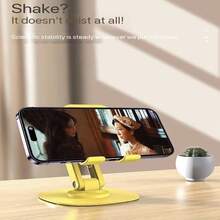 Dudukan Ponsel Meja Putar 360°, Dudukan Ponsel dan Tablet Lipat Universal dengan Bantalan Anti-Selip, Alas Logam Berbobot, Dapat Diatur Dua Sumbu, Dudukan Multifungsi Portabel untuk Meja Kantor, Kuning - MultiWarna - View 6