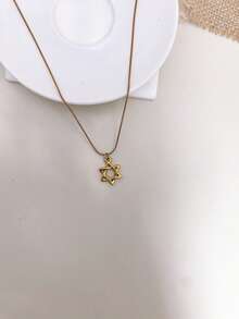 1pc Stainless Steel Waterproof Non-Fading Gold/Silver Hexagram Star Of David Necklace, Collarbone Chain, Suitable For Women's Daily Wear, Christmas Gift - Star Of David Necklace - View 7