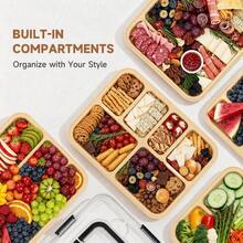 REXMOLI Plastic Handheld Multi-Purpose Serving Tray With Transparent Lid - Upgraded PP Material, Lightweight, Durable And Easy To Clean, 5 Compartment Charcuterie Board - Snack Tray - Portable Meal Tray, Reusable Snack Tray, Suitable For Storing Cheese, Fruit, Crackers, Appetizers, Parties, Picnics, Kitchen And Holiday Gatherings, Christmas Gift Party Carry Tableware - View 3