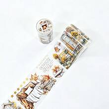 2m/Rolle Beautiful Lady PET Washi-Klebeband mit Ahornblättern, transparente Rollenaufkleber, dekoratives Klebeband für Scrapbooking, Journaling und ästhetische Schreibwaren - Stil - Übersicht 8