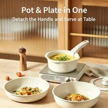Multi-Piece Non-Stick Cookware Set, Ceramic Non-Stick Soup Pot And Flat Bottom Pan Set, With Detachable Handles, Stackable RV Kitchenware, Durable And Stylish Home Kitchen Cooking Pots, Suitable For Camping, Oven - View 5