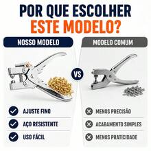 Alicate aplicar ilhós 2 em 1 profissional fura e aplica +100 Ilhós Incluídos - Visão 4