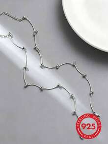 925 Silver Geometric Ball Anklet, Minimalist & Unique, Suitable For Daily Wear And Beach Vacation, Great Gift For Friends, Relatives And Loved Ones - Silver - View 5
