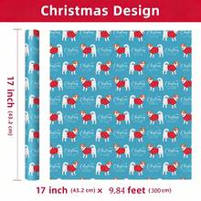 1 Roll Of Christmas Gift Wrapping Paper Featuring A Pattern Of Dogs Wearing Red Christmas Outfits;Perfect For Christmas Gift Wrapping,Holiday Party Decor,Home Festive Decoration,DIY Craft,Festive Favour Wrapping Dimensions: 43 Cm X 300 Cm. - A - View 8