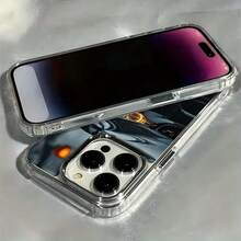 1pc Racing Pattern Black & Silver Phone Case Compatible With Apple Phones - Multicolor - View 5