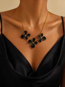 VceTd 1PC/2PCS Fashionable Elegant Asymmetrical Four-Leaf Clover Design Stainless Steel Women's Jewelry Set Suitable For Daily Wear Or Party - Yellow Gold - View 3