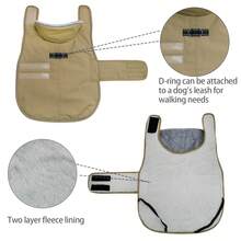 Dog Winter Jacket, Soft Fleece Vest, Reflective Easy On/Off Warm Dog Jacket, Built-In Leash Connection Ring, Puppy Snow Jacket - Camel - View 3
