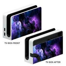 Purple Nebula Universe Cloud Pattern Sticker Set Compatible With Switch OLED Console, Vinyl Protective Skin, Waterproof, Scratch-Resistant, Durable, Removable, No Residue, Compatible With Console, Controller And Dock - View 3