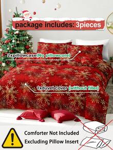 2/3 pièces Ensemble de housse de couette Noël Renne & Flocon de neige, literie douce et respirante anti-boulochage toutes saisons, sans couette incluse, résistant aux plis, lavable en machine, convient pour lit simple, double, queen, king, plusieurs couleurs, décoration de chambre de Noël, cadeau de fête - Multicolore - Voir 9