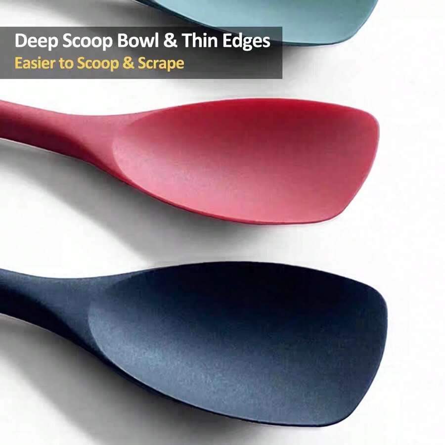 Silicone Spatula Cooking Spoon, Salad Stirring Spoon, Non-Stick Spatula, Silicone Cookware Utensils, Baking Spreader, Suitable For Cooking, Baking, Stir-Frying, Mixing And Scraping, Kitchen Utensils And Kitchen Supplies - Multicolor - View 1