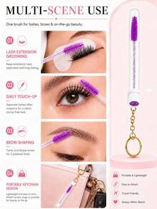 16pcs/6pcs/4pcs/2pcs Portable Tube Lash Brush With Keychain, Rhinestone Handle Spiral Brow Brush, Eyelash Extension Grooming Tool, Mascara Wand With Dust-Proof Protective Tube Design, Portable Makeup Tool Suitable For Eyelash Extension Maintenance, Mascara, Eyebrow Pencil, Hairline Gel, Beginner Practice, Makeup Artist Application Or Personal Daily Use - Multicolor - View 4