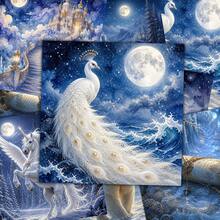 36 Sheets Winter Fantasy Scrapbook Paper, 6x6 Inch Enchanted Ice Castle Craft Paper, White Peacock, Unicorn & Snow Queen Ephemera For Junk Journals, Art Collage, And DIY Cards. - Square - View 3