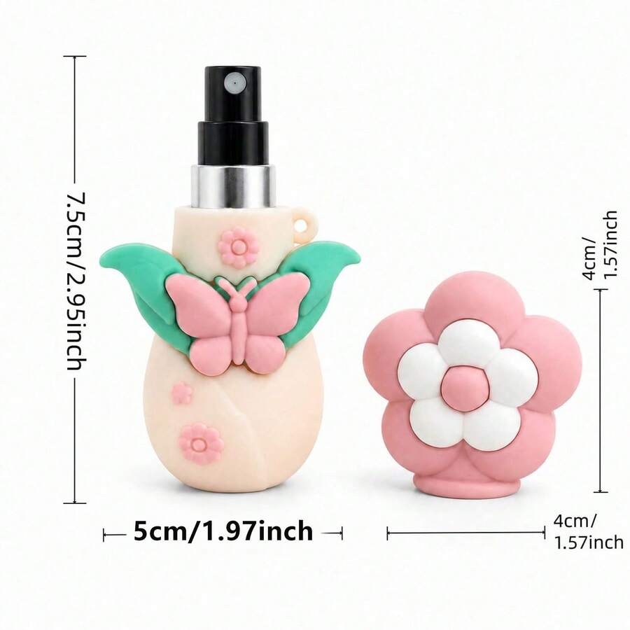 Cute Floral Mini Fragrance Spray Bottle, Refillable Travel Fragrance Atomizer, Designed With Butterfly And Leaf Pattern, Portable Empty Fragrance Spray/Bottle, Suitable For Handbags, Wallets, Pockets And Daily Use - Multicolor - View 1