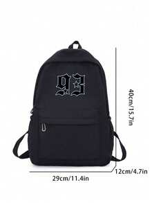 1 pieza Mochila de moda de unicolor para hombres, mochila versátil de gran capacidad para uso casual, desplazamientos y estudiantes, para hombres y mujeres - Negro - Ver 7
