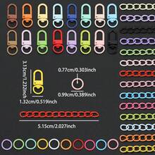 102pcs DIY Keychain Making Parts, Random Mixed Colors, Includes Rotating Lobster Clasp, Jump Rings, 5-Section Chains, Door Hooks, Connector Hooks, Suitable For Braided DIY Keychains, Bag Charms, Open Connectors, Keychain Accessories Making Materials, DIY Key Ring Accessories - Clasp & Jump Ring & Extension Chain - View 3