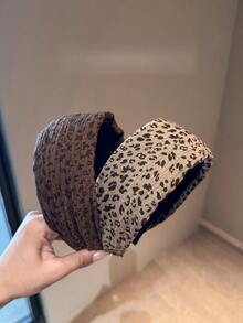 1pc Vintage Leopard Print Non-Slip Headband, Vintage Geometric Pattern Headband, Women's Fashion Hair Accessory - Multicolor - View 1
