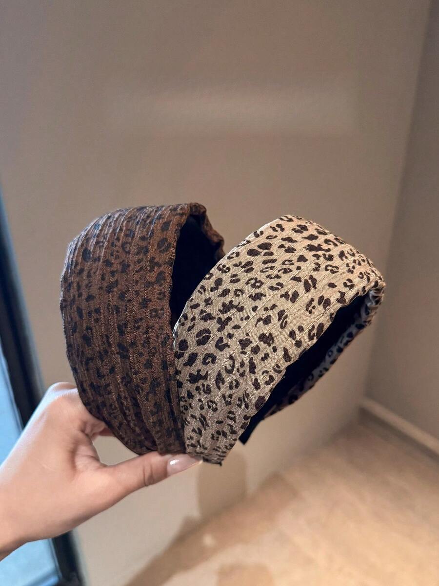 1pc Vintage Leopard Print Non-Slip Headband, Vintage Geometric Pattern Headband, Women's Fashion Hair Accessory - Multicolor - View 1