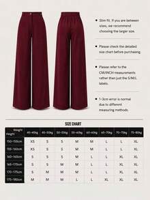 Women's High Waist Straight Leg Wide Leg Casual Commute Pants With Pockets, Fashionable Autumn/Winter Versatile Quality School Back To School - Burgundy - View 7