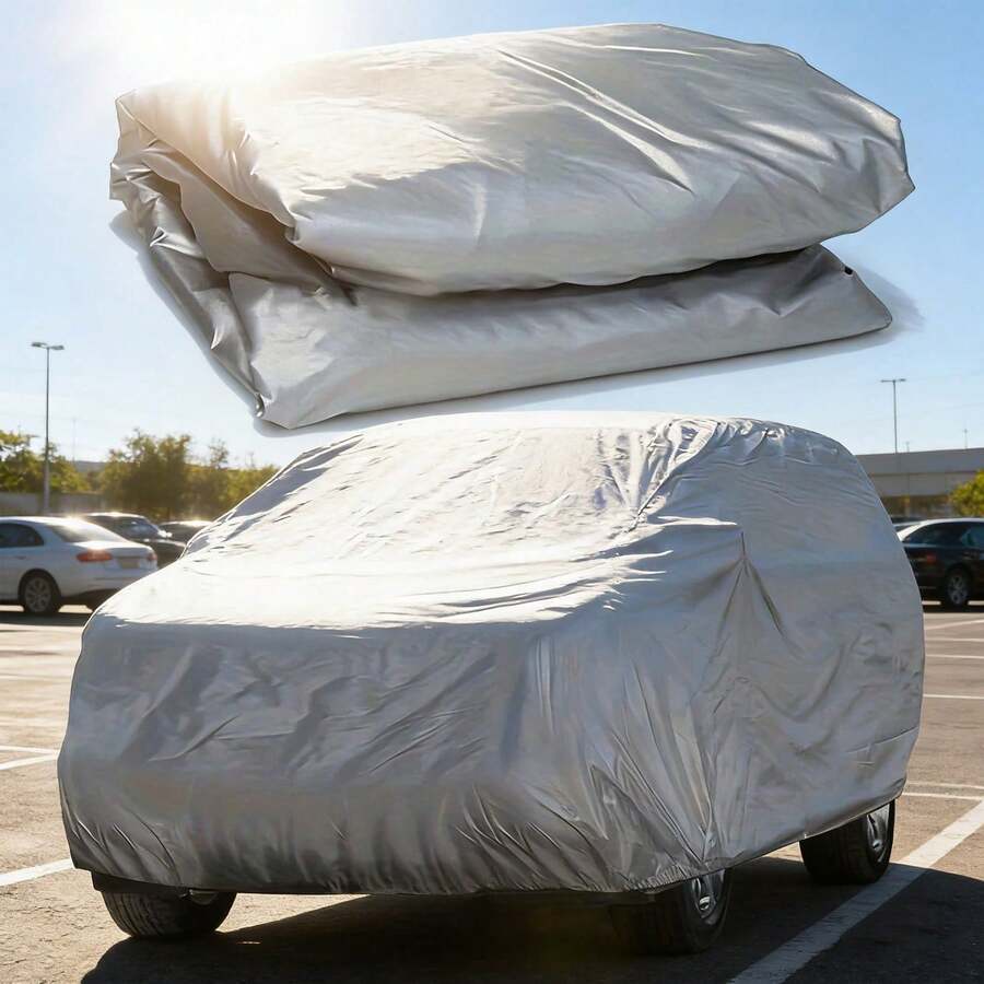 Summer Universal Car Cover - Sun Protection, UV Protection, Rainproof, Dustproof, Heat Resistant PEVA Material, 8 Sizes Available, All-Weather Vehicle Protection, Rainy Season Special, Dustproof, Silver Appearance, Car Accessories, Car Cover | Fashionable Car Cover - Multicolor - View 1