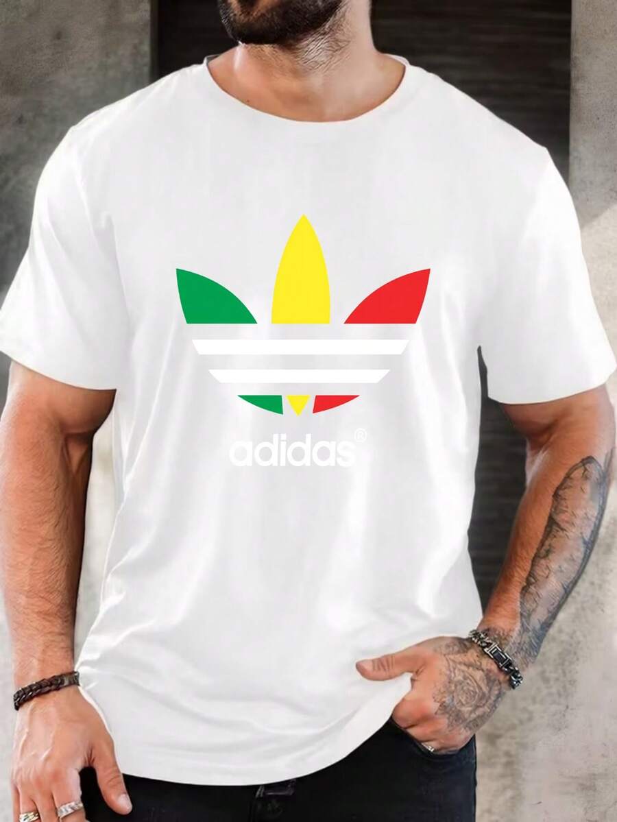 Men's Pure Cotton Casual Short-Sleeve T-Shirt Crew Neck Breathable Summer Everyday Wear Relaxed Fit Basic Tee - 白色 - 查看 1