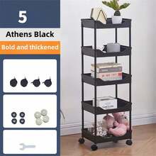 1 pieza Carrito de almacenamiento rodante multifuncional, estantería de almacenamiento móvil de plástico, organizador de pie para dormitorio, cocina, baño, inodoro, estantería de almacenamiento de varias capas - Ver 15