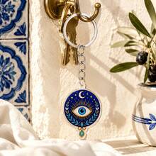 2D Flat, 10pcs Evil Eye Acrylic Keychains, Turkish Amulet, Blue Eye & Hamsa Hand Design Pendant, For Backpack/Bag Key Hook, Lucky Charm Gift, Ideal Gift For Bohemian Style Enthusiasts, Suitable For Home - View 6