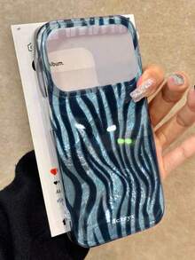 Luxury Leopard Print 4-Color Patchwork Wavy Zebra Pattern Phone Case Compatible With IPhone 18 Pro Max 18 Pro 17 Pro Max 17 Pro 17 Air 17 12 13 14 15 16 Pro Max 14 Plus 15 Plus 16 Plus 11 17 16 15 14 13 12 Smooth Protective Shell - Blue - View 2