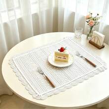 1pc/2pcs/6pcs French White Embroidered Placemats, Ins Girl Lace Trim Napkins, Coasters, Multi-Purpose Dust Cover Cloth, Tablecloth - Multicolor - View 10