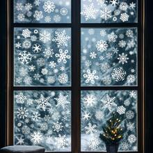 5pcs/Set 20*30cm Glue-Free Reusable PVC Christmas Static Glass Stickers, Winter White Snowflake Patterns In Various Sizes, Easy To Apply And Remove Without Residue Window Decor, Suitable For Christmas, New Year, Winter Party, Home Living Room, Store Window, Classroom, Office And Glass Door/Window Decoration - Multicolor - View 7