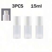3件組 15ml/30ml/50ml 真空泵瓶套裝，防漏旅行化妝品分裝瓶，適用於精華液、乳霜、乳液、化妝水，可補充磨砂方瓶，白色瓶蓋，無味，適合居家、沙龍、禮品收納盒、手持使用 - 彩色 - 查看 10