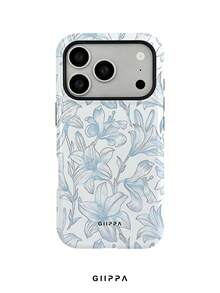 GIIPPA 1pc White Base With Gradient Light Blue Floral Pattern Design, Phone 18 Pro Max Phone Case, Suitable For Phone 17 Pro Max, 16 Pro Max, 15 Pro Max, Korean-Style High-End Fashionable And Interesting Phone Case, Suitable For 11/12/13/14/15/16 Pro Max Plus, Elegant Design Suitable For Both Men And Women, Perfect Gift For Girlfriend On Christmas, Valentine's Day, Easter, Wedding Season And Birthday! - Light Blue - View 1