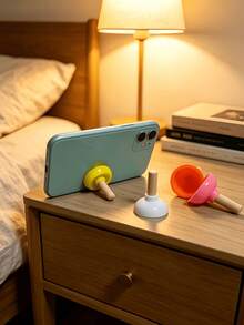 10pcs Novelty Mini Toilet Plunger Shaped Phone Stand, Portable Suction Cup Phone Holder With Wood Handle, Cute Funny Desktop Smartphone Bracket, Multi Color Desk Accessory - Multi-color - View 4