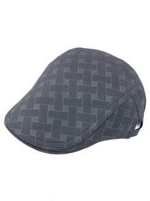 Men's Geometric Jacquard Beret, Adjustable Back Strap Newsboy Cap, Casual Flat Top Ivy Cap, Suitable For Daily Outdoor Wear - Diamond Checkered 7-color Newsboy Cap - View 13