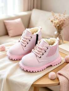1 Pair Girls' Boots, Casual Fashion Versatile Boots For Outings - Pink - View 1