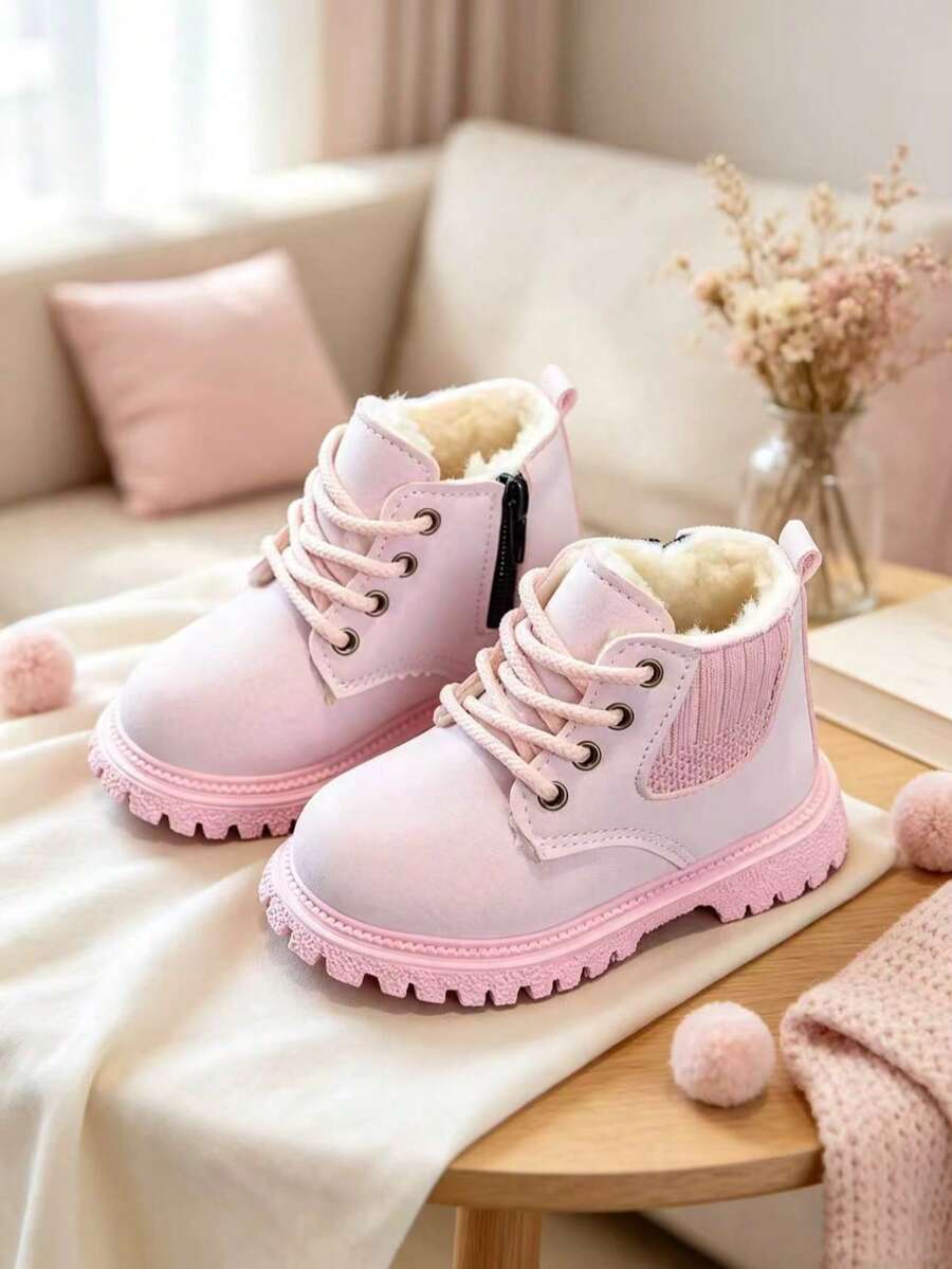 1 Pair Girls' Boots, Casual Fashion Versatile Boots For Outings - Pink - View 1