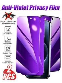 2pcs Purple Anti-Blue Light Privacy Screen Protector, 9H High Hardness Glass, Scratch-Resistant, Anti-Fingerprint, Effective Privacy Protection, Effectively Protects Screen From External Pressure, Compatible With IPhone Ultra /18 Pro Max/18 Pro/Ultra/17E17 Pro Max/17 Pro/17Air/17/16 Pro Max/16 Pro/16 Plus/16/15 Pro Max/15 Pro/15 Plus/15/14/13/12 And Other Models. - Purple - View 43