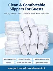 Disposable Indoor Plush Slippers, Hotel & Travel Universal Style, Soft & Non-Slip For Guests - One Size Fits All - View 7