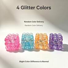 1pcsPortable Grape Cube Squishy Fidget Toy, Bubble Cube Shape Made Of Jelly‑Clear Soft Rubber, Embedded Fine Glitter Sequins For Crystal‑Gorgeous Look, Relieve Tension Effectively, Lightweight For Commute & Outdoor Carry‑On Play - Multicolor - View 5