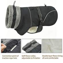 Dog Winter Coat, High Visibility Adjustable Dog Jacket, Thick Fleece Lining, Suitable For Cold Weather Dog Clothing, Suitable For Medium And Large Dogs - Black - View 4