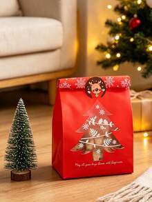 40/20/1pc Christmas Gift Packaging Bags, Christmas Tree Pattern Design, With Stickers, Suitable For Holiday Small Gift Packaging, Christmas Party Favors, Corporate Holiday Gifts, Handmade Crafts Storage, Home Christmas Table Decoration - One Size Fits All - View 6