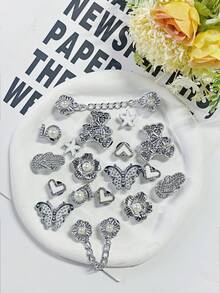 18PCS Gold/Silver Bear Chain Shoe Charms, Fashionable & Versatile, Handmade DIY Craft, Suitable For Sandals, Slippers, Etc., Perfect Gift Choice - Multicolor - View 8