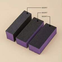 20/10/5pcs Nail Buffer Sponge Sanding Polishing File 80/120 Grit 3-Sided Nail File For Manicure Tools (Purple Black), Purple Black Sponge Sanding Block Suitable For Halloween, Christmas Manicure Production, First Choice For Manicure Tools, Pre-Treatment Tool For Press-On Nails - Multicolor - View 6