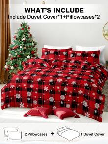 2/3 pièces Ensemble de housse de couette Noël Renne & Flocon de neige, literie douce respirante anti-boulochage toutes saisons, sans insert de couette, résistant aux plis, lavable en machine, convient aux lits jumeaux, doubles, queen, king, plusieurs couleurs, décoration de chambre de Noël, cadeau de vacances - Multicolore - Voir 2