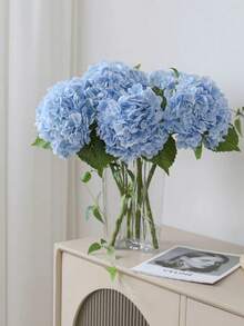 18/9 1pc Blue Artificial Hydrangea Flower, Suitable For Wedding, Bridal Bouquet, Home And Room Decor, Autumn Styling, Halloween, Party, Bedroom, Bathroom, Tabletop Display, Outdoor Scene, Back To School Theme, Wall Decor And Office - Haze Purple - View 5