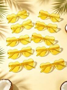 5/10 Pcs Women's Heart Shaped Party Glasses, Yellow Fashion Heart Glasses, Party Glasses, Beach Accessories, Suitable For Weddings, Birthday Parties, Travel, Bridal Showers, Bachelorette Parties, Weddings, Bridal Team Gifts - Glasses - View 8