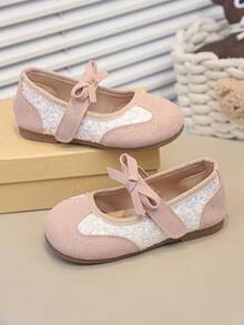 Pink Sequin Bow Mary Jane Princess Shoes For Girls - Baby Pink - View 9