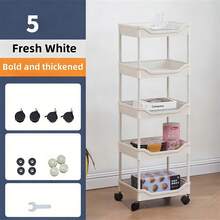 1 pieza Carrito de almacenamiento rodante multifuncional, estantería de almacenamiento móvil de plástico, organizador de pie para dormitorio, cocina, baño, inodoro, estantería de almacenamiento de varias capas - Ver 16