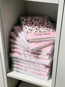 1pc B5 Notebook (60 Sheets) Leopard Print Polka Dot Scissors Clip Loose Leaf Binder Detachable Notebook Journal Diary Planner Spiral Notebook - Multicolor - View 1