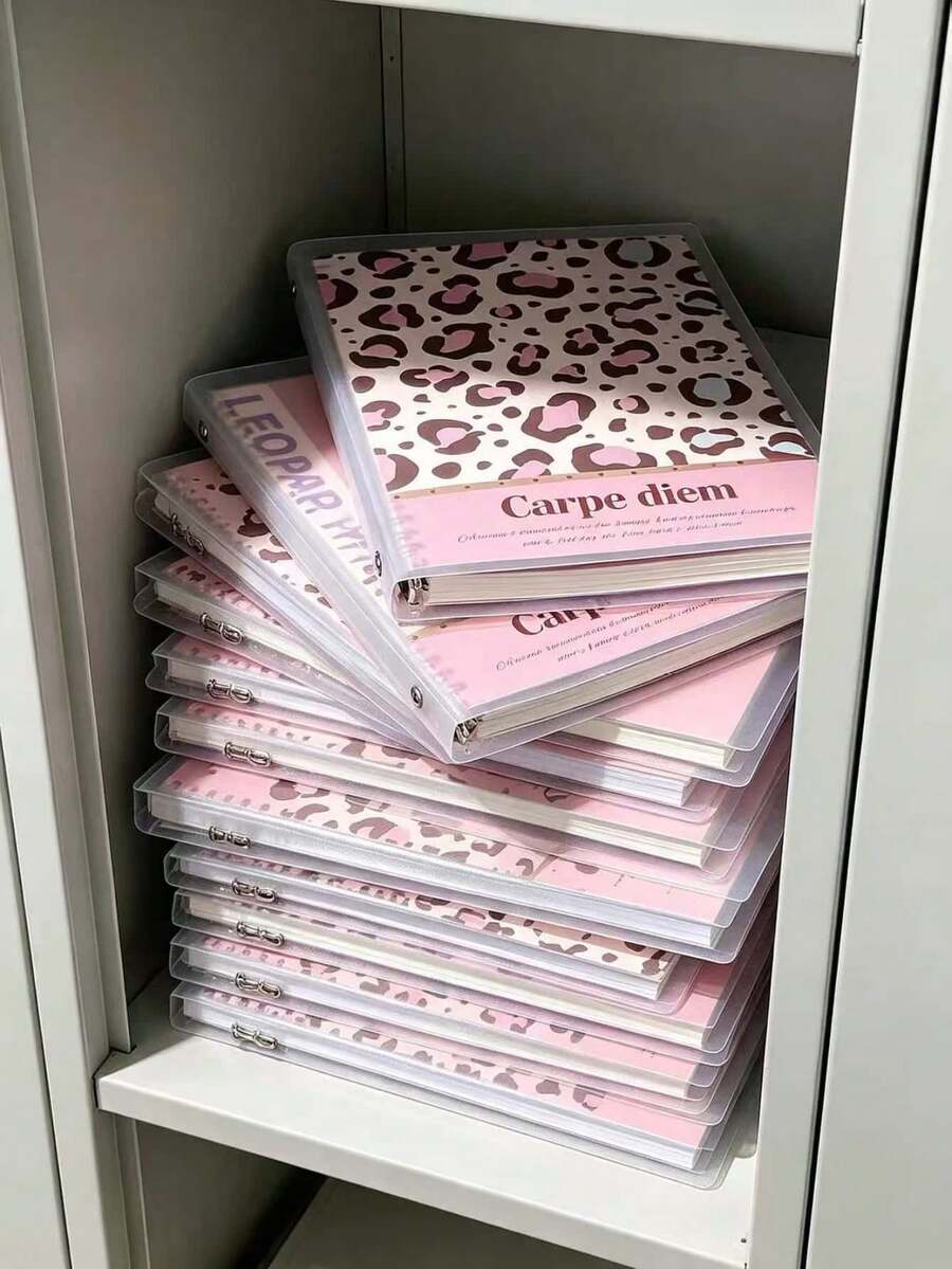 1pc B5 Notebook (60 Sheets) Leopard Print Polka Dot Scissors Clip Loose Leaf Binder Detachable Notebook Journal Diary Planner Spiral Notebook - Multicolor - View 1