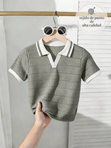 Young Boys Knit Tops - Green - View 2